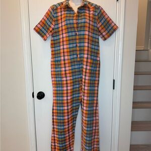 Ace & Jig Multicolor Plaid Wide Leg Linen Jumpsuit